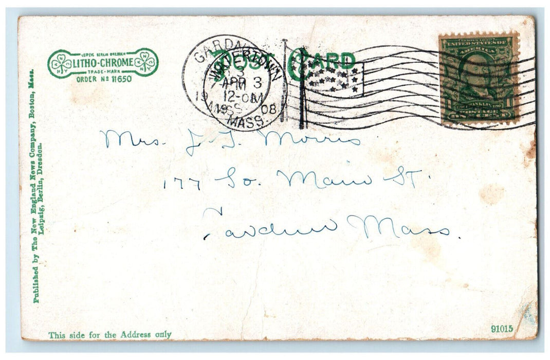 1908 Watertown Public Library Watertown Massachusetts MA Posted Postcard