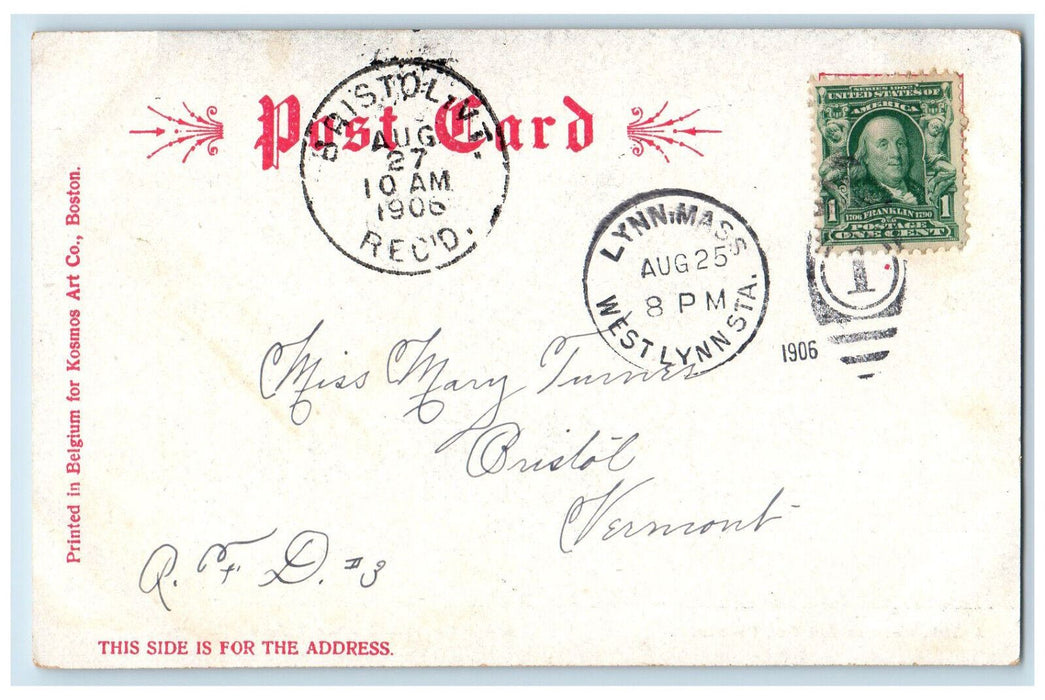 1906 Inner Court Boston Public Library MA Bristol VT Antique Posted Postcard