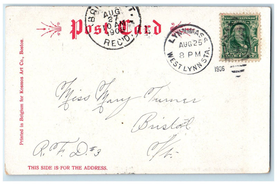 1906 Bates Hall Boston Public Library MA Bristol VT Antique Posted Postcard