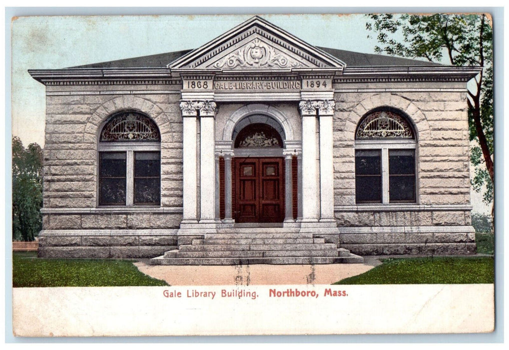 1907 Gale Library Building Northboro Massachusetts MA Unposted Postcard