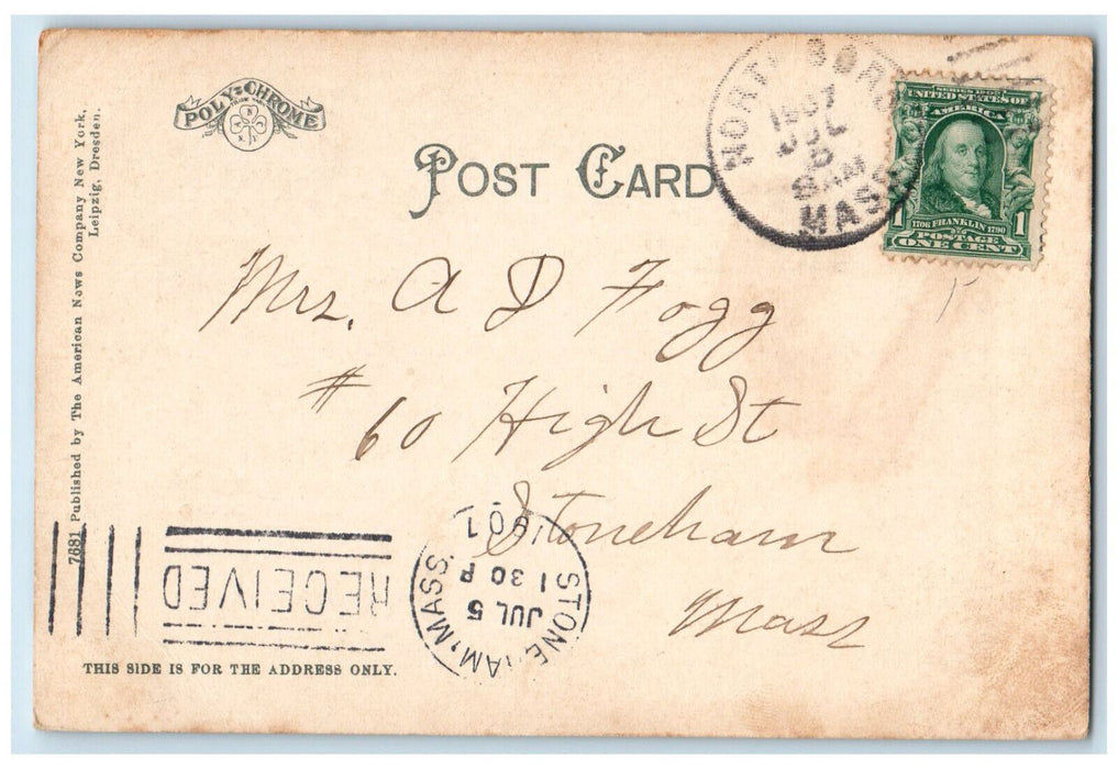 1907 Gale Library Building Northboro Massachusetts MA Unposted Postcard