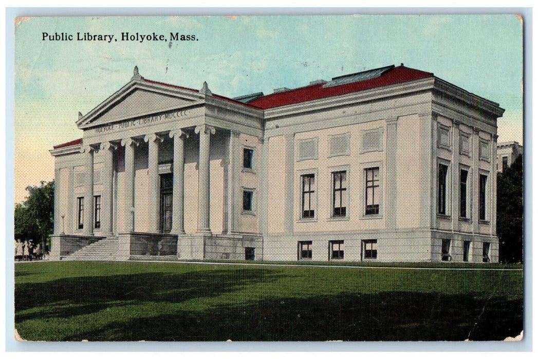1914 Public Library Holyoke Massachusetts MA Unposted Antique Postcard