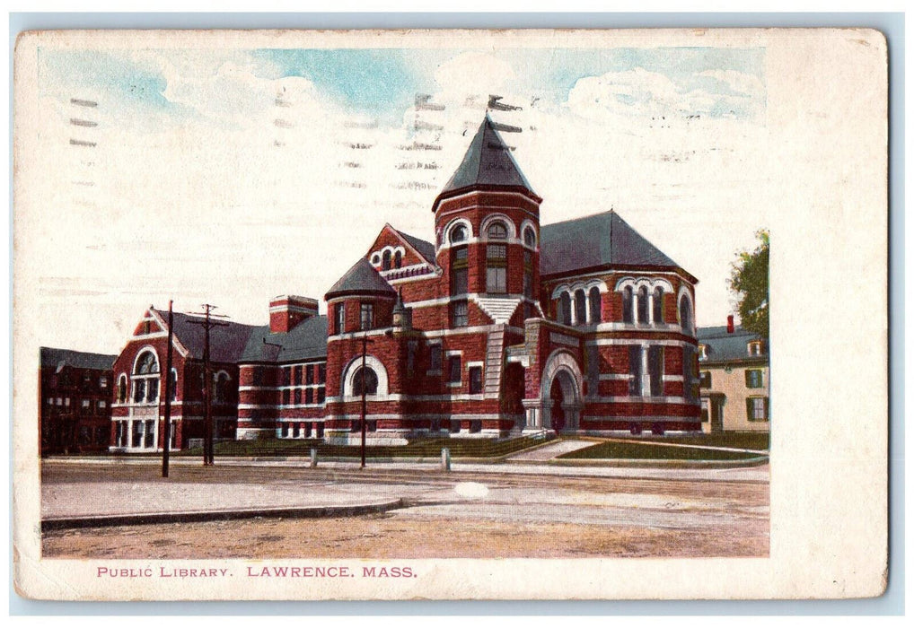 1948 Public Library Lawrence Massachusetts MA Unposted Vintage Postcard