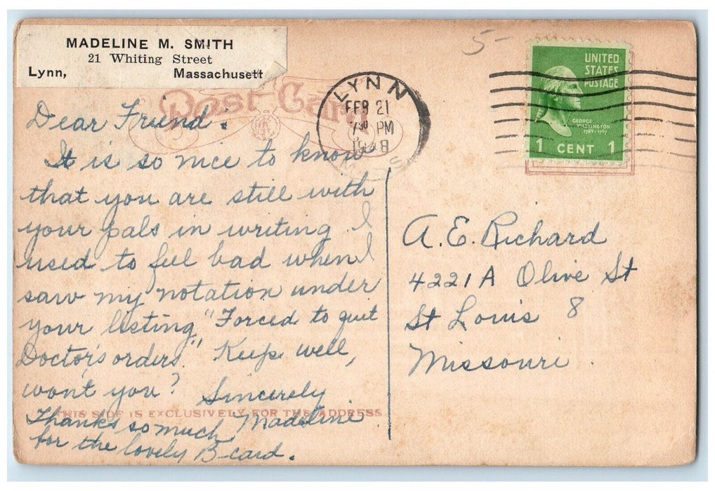 1948 Public Library Lawrence Massachusetts MA Unposted Vintage Postcard