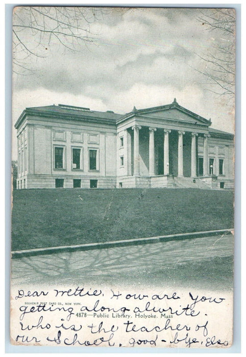 1905 Public Library Holyoke Massachusetts MA Souvenir Post Card Co Postcard