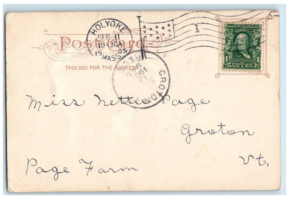 1905 Public Library Holyoke Massachusetts MA Souvenir Post Card Co Postcard