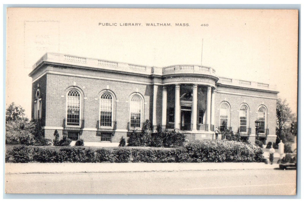 c1940's Public Library Waltham Massachusetts MA Photolux Unposted Postcard