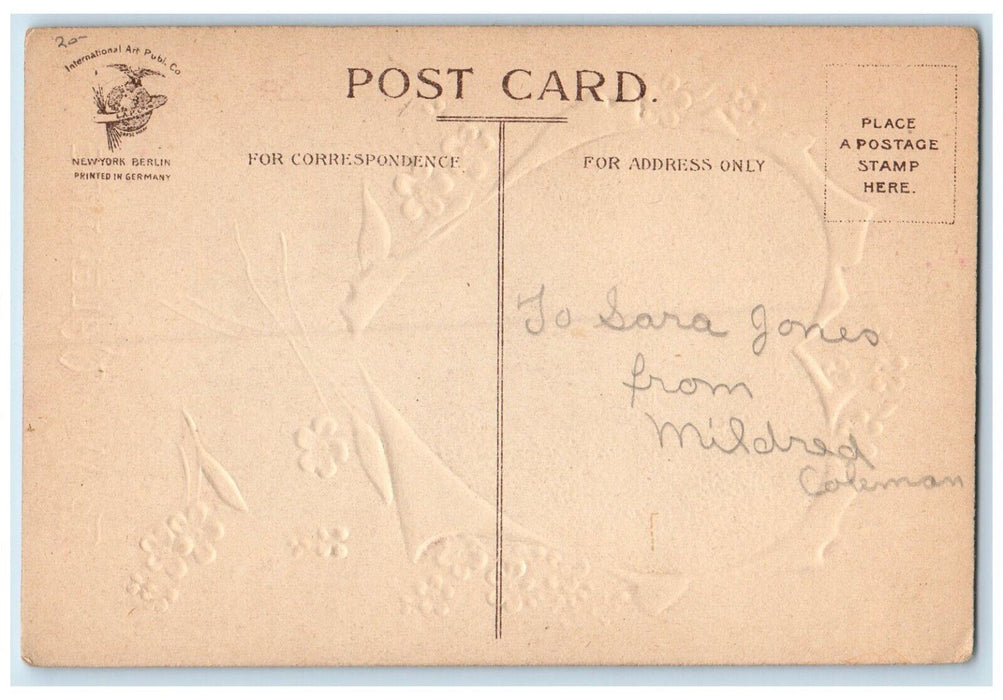 c1910's Valentine Little Girl Big Heart Pansies Flowers Clapsaddle Postcard