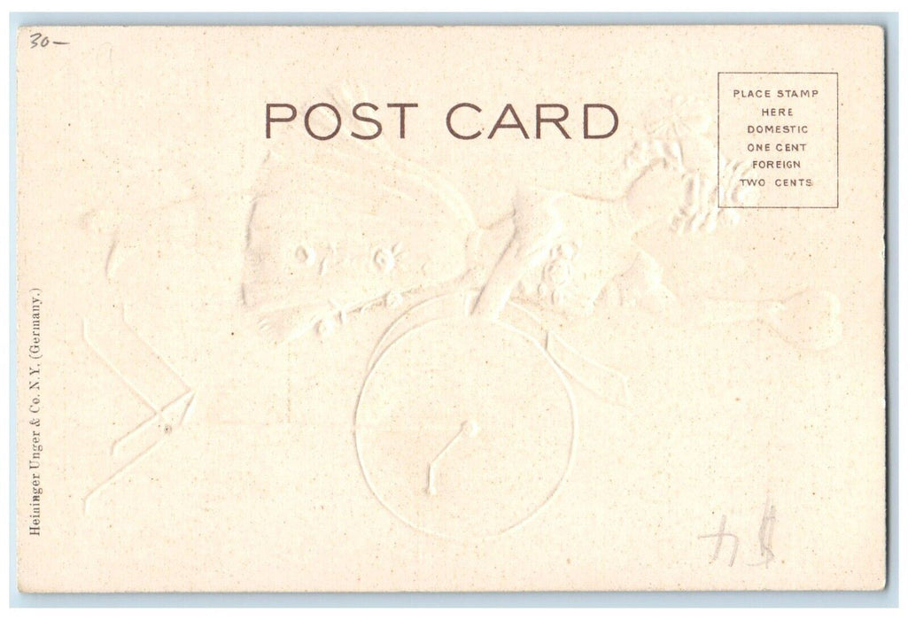 c1905 Valentine Pretty Girl Gambling Bingo Roller Cage Hearts Embossed Postcard