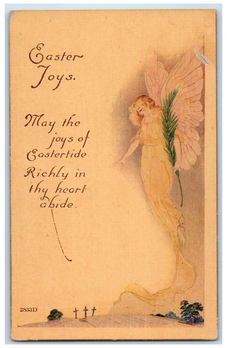 1923 Easter Joys Angel Palm Leaf Tomb Whimsical Posted Vintage Postcard