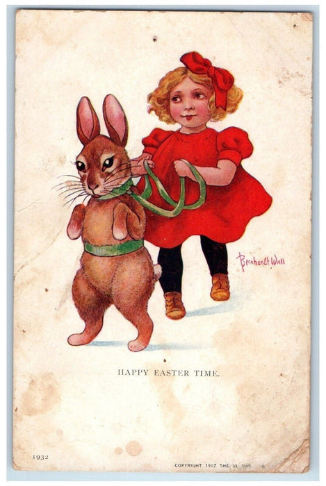 1907 Easter Rabbit Girl Bernhardt Wall Quicksburg Virginia VA Antique Postcard