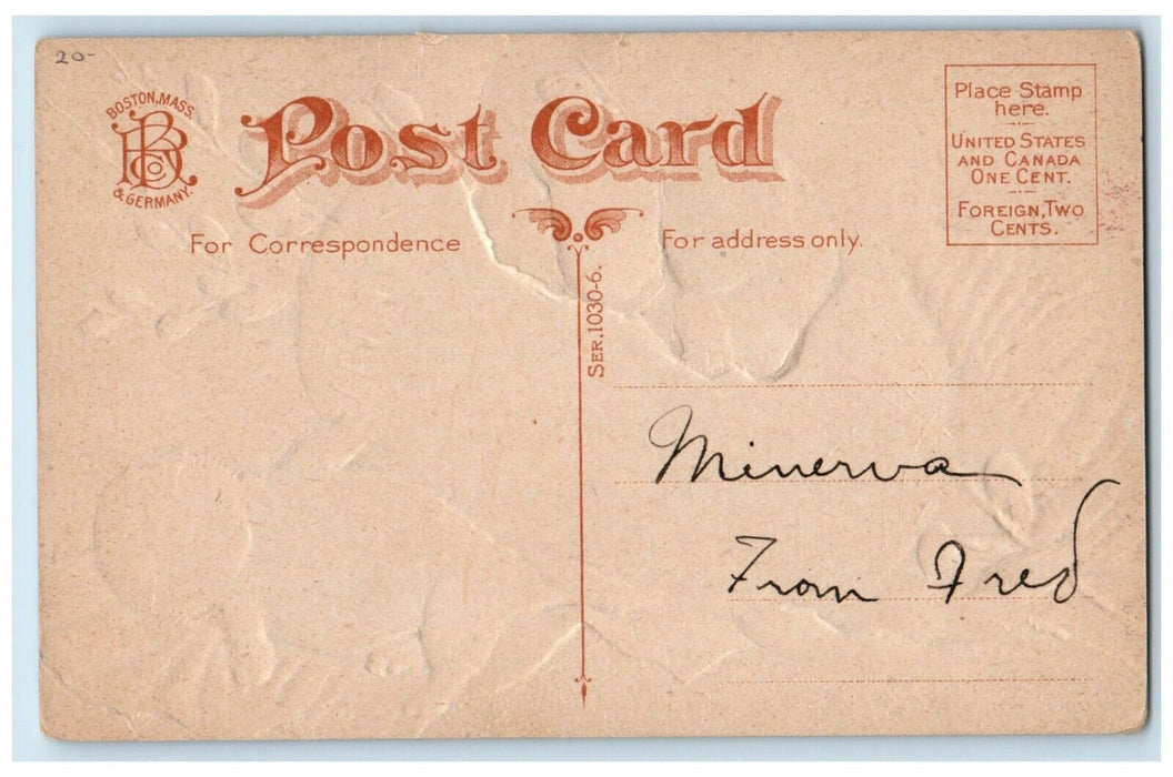 c1910's Easter Greetings Hatched Egg Cats Kitten Embossed Antique Postcard