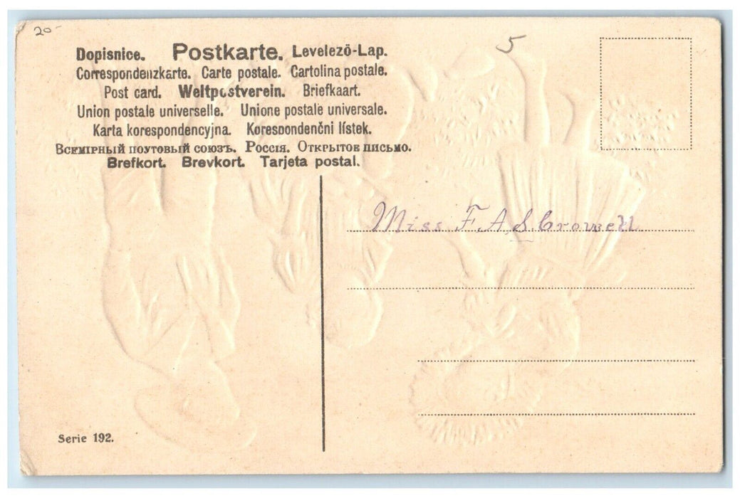 c1910's Easter Greeting Childrens Eggs Chicken Hen Chicks Embossed Postcard
