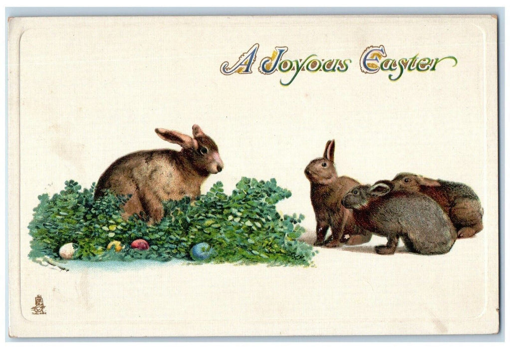 c1910's Easter Bunny Rabbits Eggs Embossed Tuck's Unposted Antique Postcard