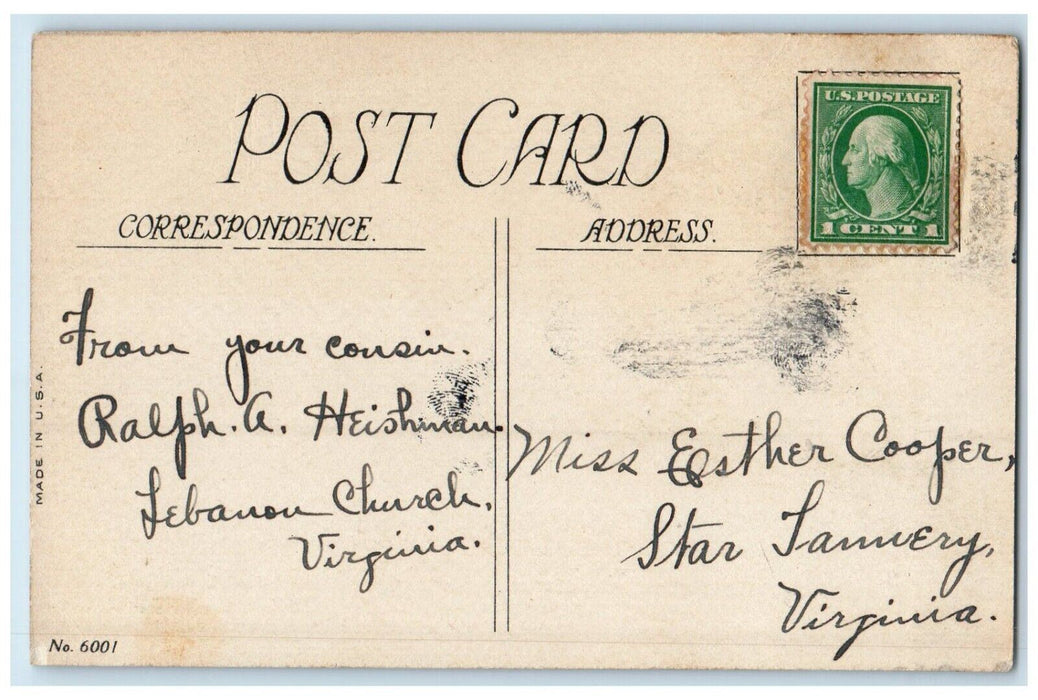 c1910's Joyful Easter Greetings Angels White Flowers Posted Antique Postcard