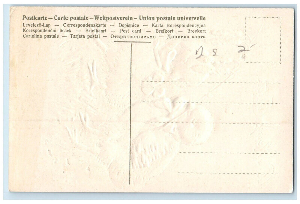 c1910's Easter Chicks Shamrock Embossed Unposted Antique Postcard