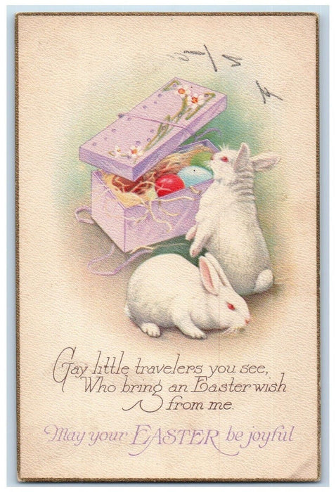c1910's Easter Bunny Rabbit Eggs In Box Posted Antique Postcard