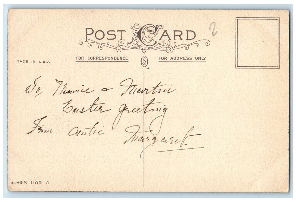 c1910's Easter Bunny Rabbit Eggs In Box Posted Antique Postcard