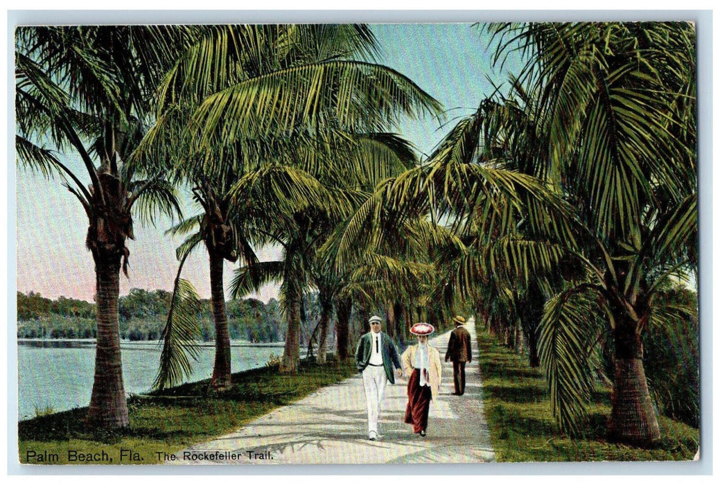 c1910 The Rockefeller Trail Palm Beach Florida FL Antique Unposted Postcard