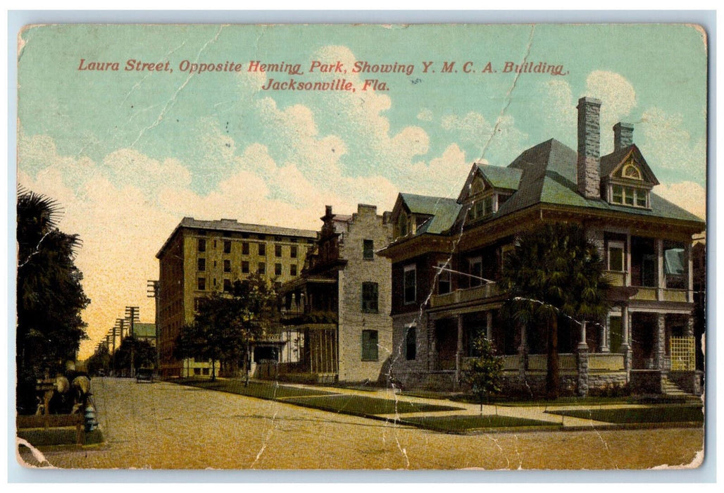 1914 Laura Street YMCA Building Jacksonville Florida FL Antique Postcard