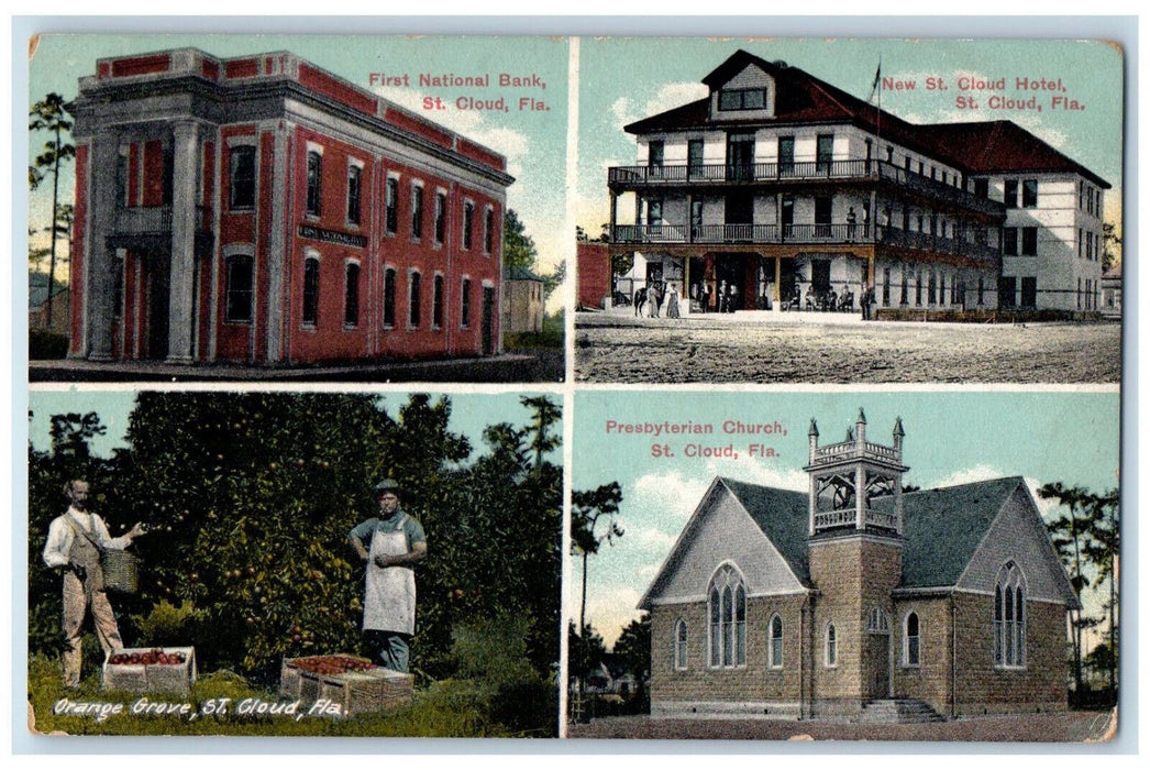 c1910 Multiview of Buildings, Orange Trees, Florida FL Posted Postcard