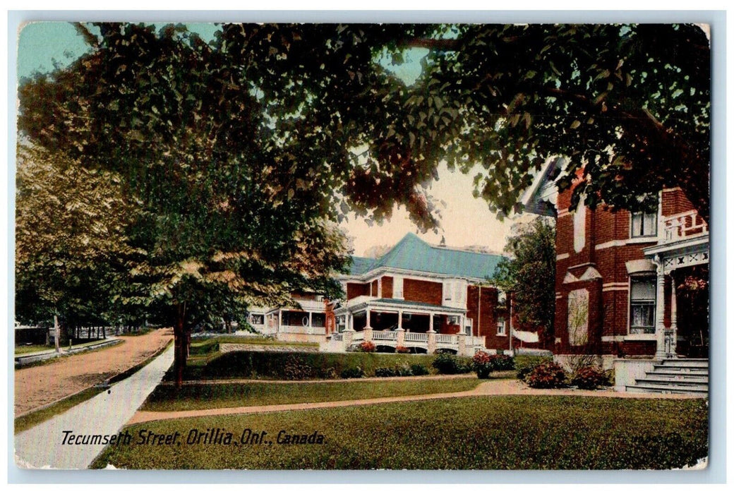 c1910s View Of Tecumseth Street Orillia Ontario Canada Antique Postcard