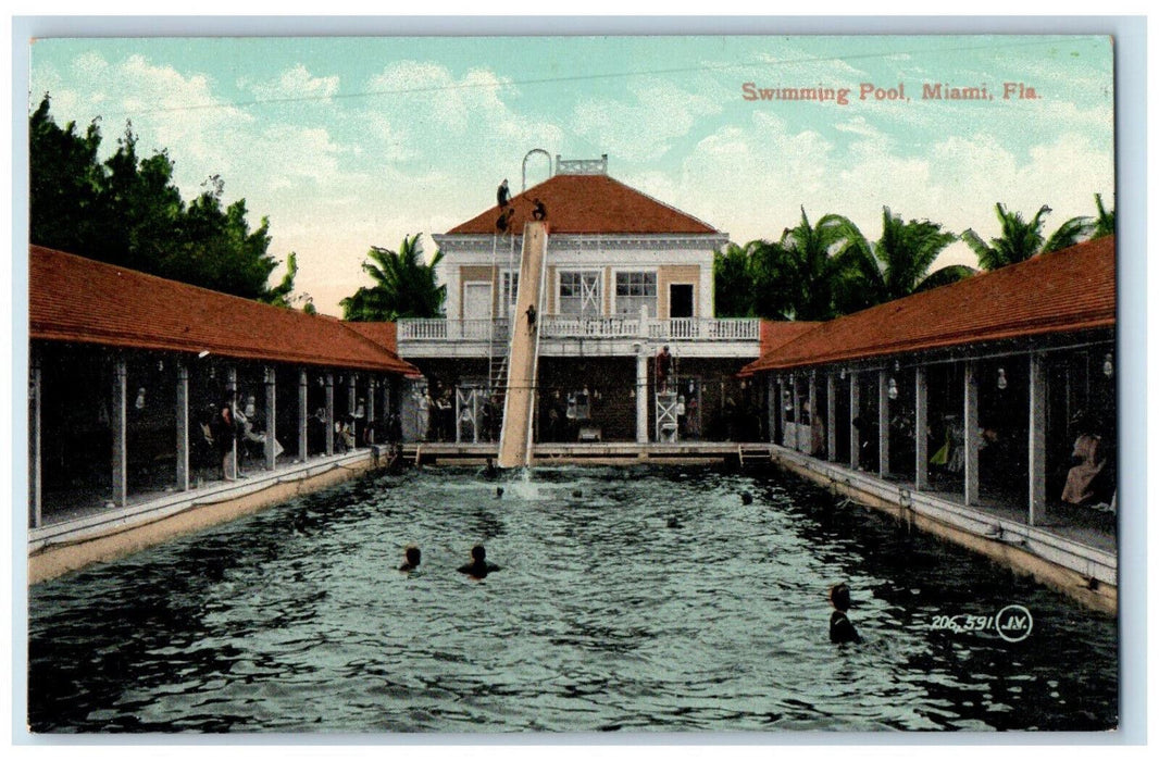 c1910 Slide to Swimming Pool Miami Florida FL Unposted Antique Postcard
