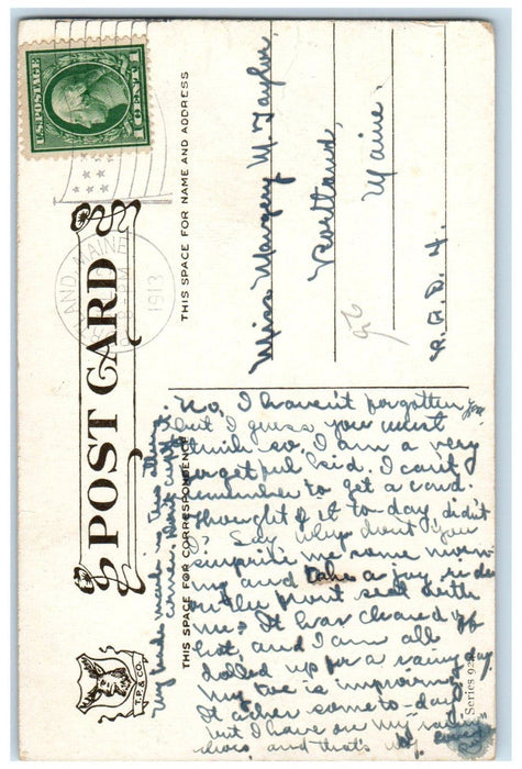 1913 Valentine Mad Dog Puppy Portland Maine ME Posted Antique Postcard