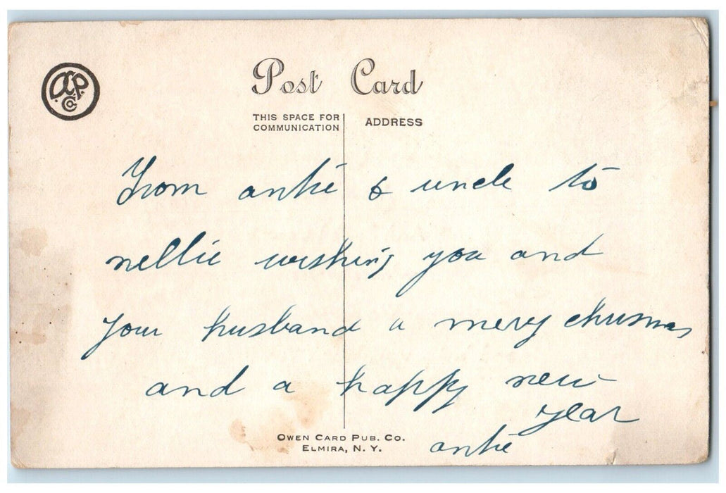 c1910's Valentine Help Offered Girl Boy Flowers Present Posted Antique Postcard