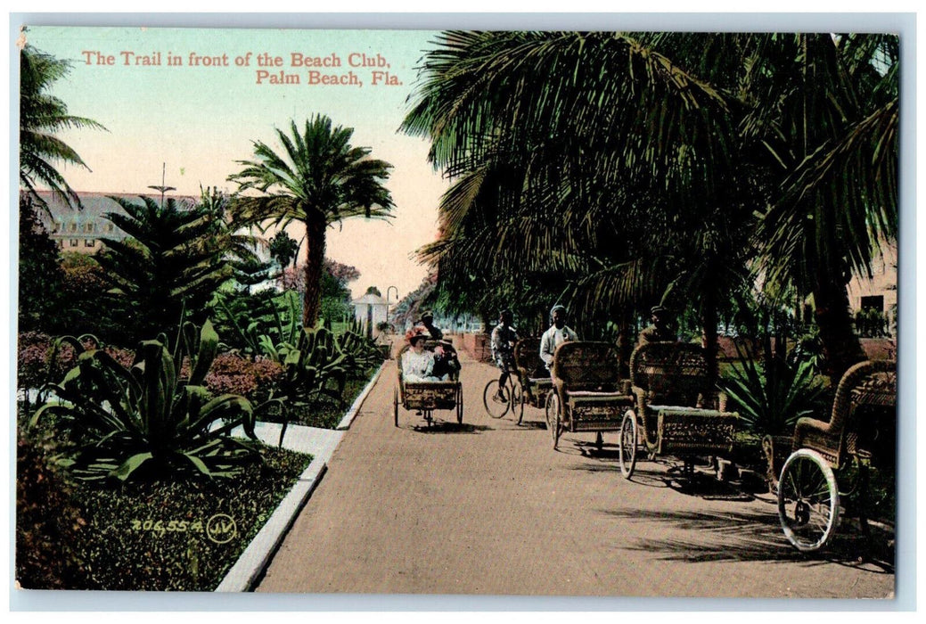 c1910 The Trail in Front of the Beach Club Palm Beach Florida FL Postcard