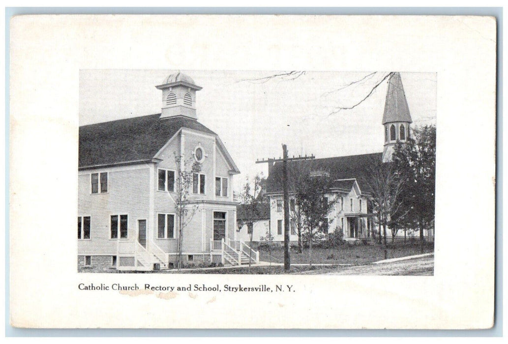 c1910's Catholic Church Rectory And School Strykersville New York NY Postcard