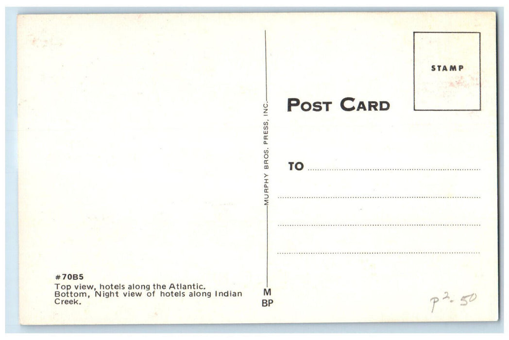 c1960's Hello From Miami Beach Multiview Hotels at Night Florida FL Postcard