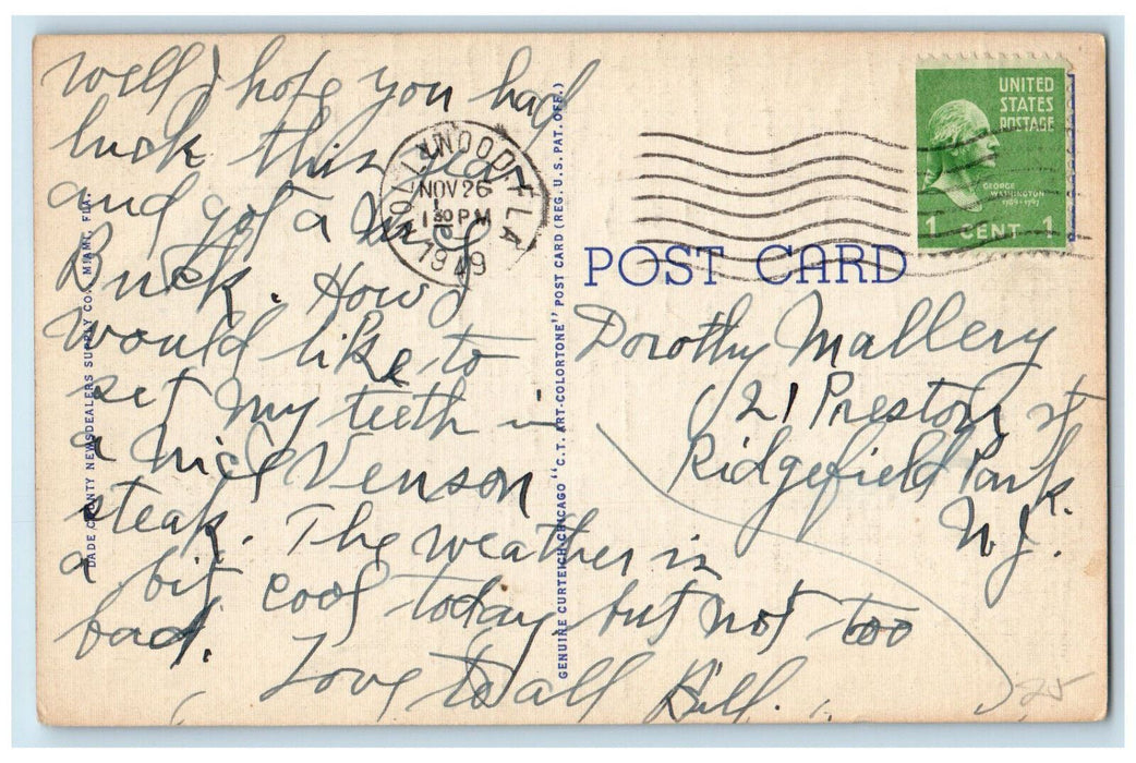 1949 Open Air Winter Concert Circle Park Hollywood Florida FL Postcard