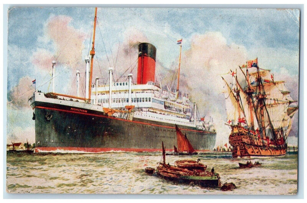 c1938 London's Largest Ship Atlantic Transport Liner Minnetonka Steamer Postcard
