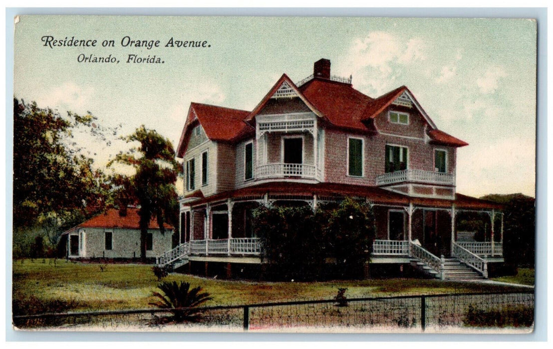 c1910 Residence on Orange Avenue Orlando Florida FL Antique Postcard