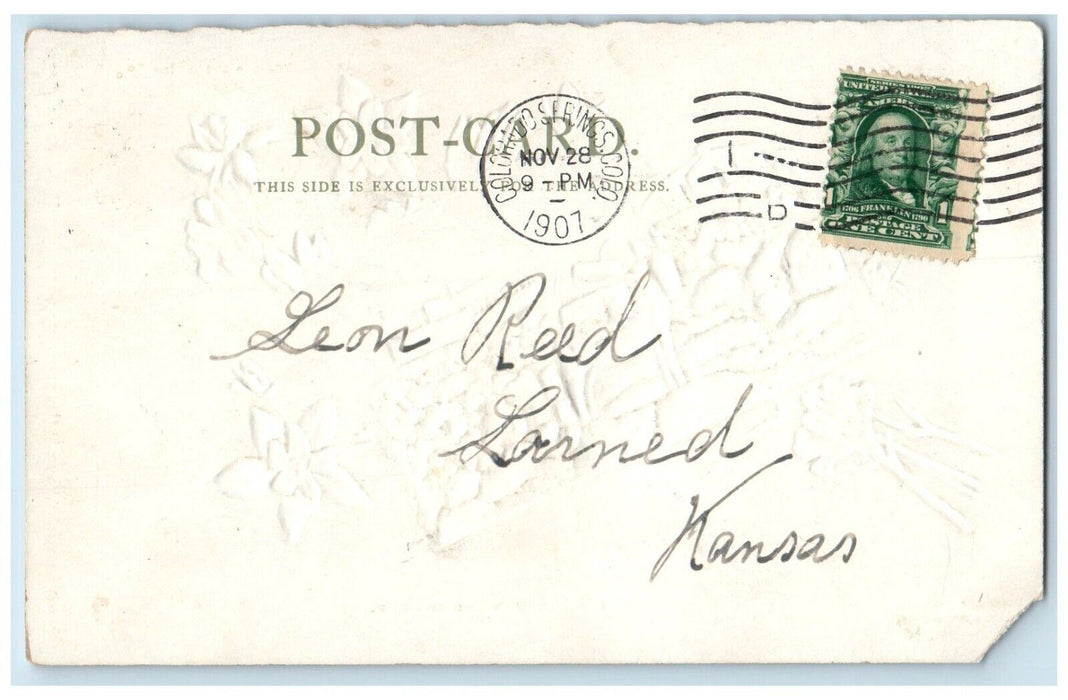 1907 Pikes Peak The Old Way And The New Colorado Spring CO Embossed Postcard