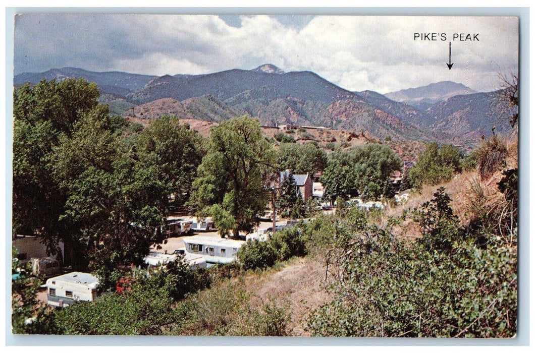 1971 Pikes Peak Trailer Park & Campgrounds Manitou Springs Colorado CO Postcard