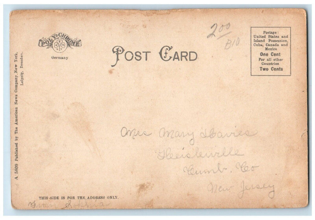 c1905 Public Library Exterior Scene Ogdensburg New York NY Antique Postcard