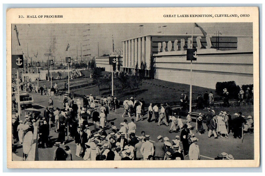 1936 Hall Progress Great Lakes Exposition Street Cleveland Ohio Vintage Postcard