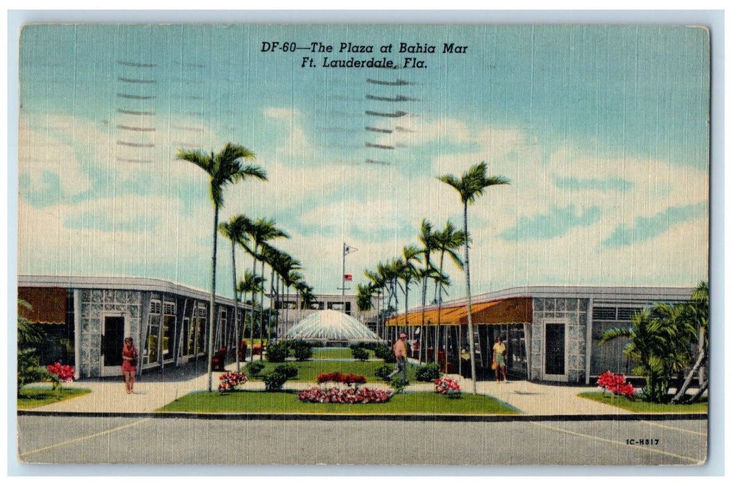 1958 The Plaza at Bahia Mar Fort Lauderdale Florida FL Posted Postcard