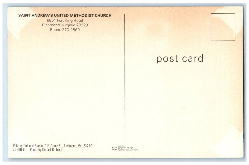 c1950's Saint Andrew's United Methodist Church Richmond Virginia VA Postcard