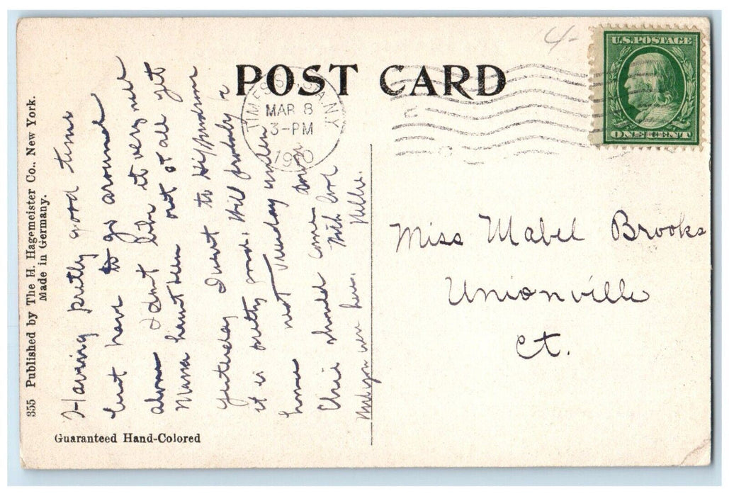 1910 New Public Library 5th Ave And 42nd Street Cars View New York NY Postcard