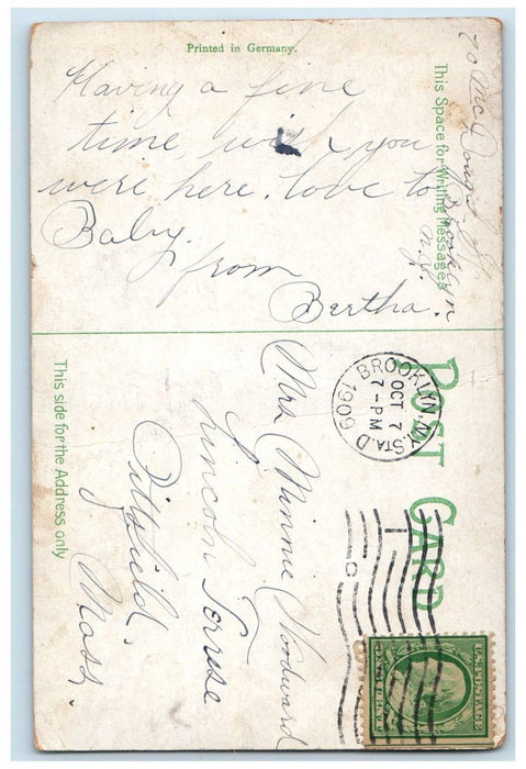1909 Bird's Eye View Columbia University Library Brooklyn New York NY Postcard