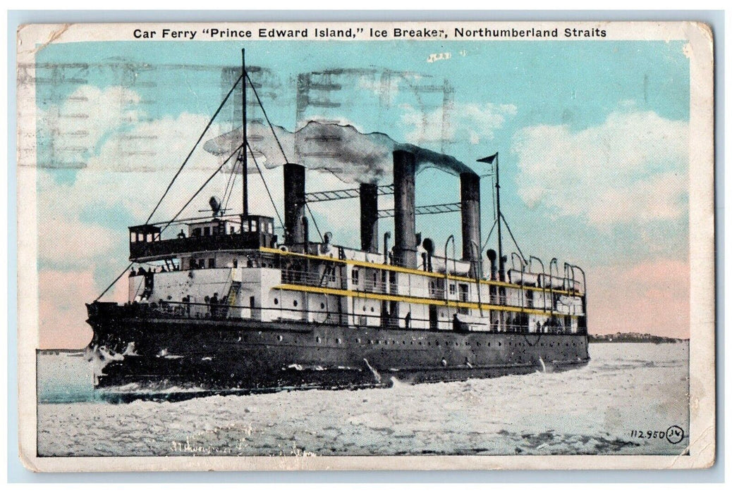 1929 Car Ferry Prince Edward Island Ice Breaker Northumberland Straits Postcard