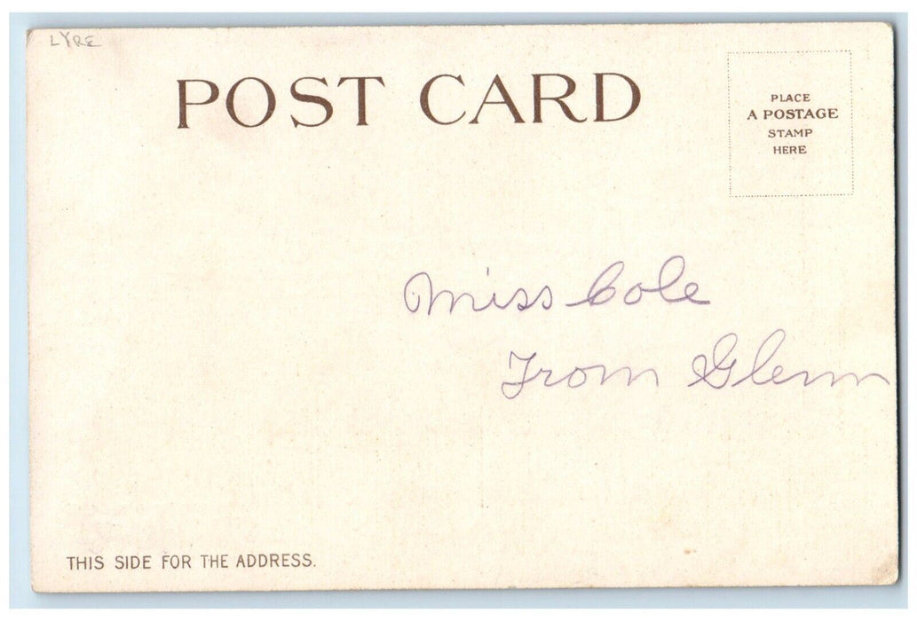 c1905 Valentine Angel Cupid Lyre Song Bird Clapsaddle Embossed Antique Postcard