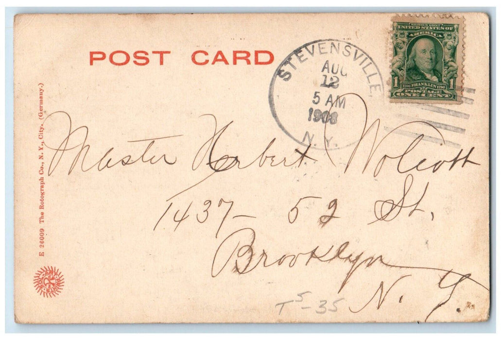 1908 Swan Lake Boat Livery Docks Stevensville New York NY Posted Postcard