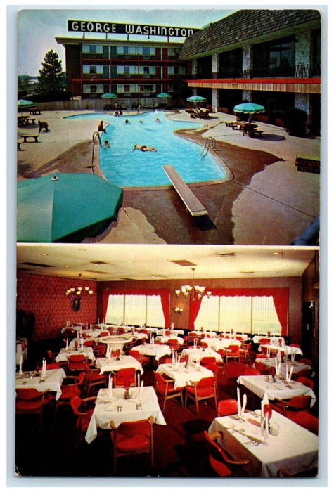 c1970's George Washington Motor Lodge Restaurant Pool Norristown PA Postcard