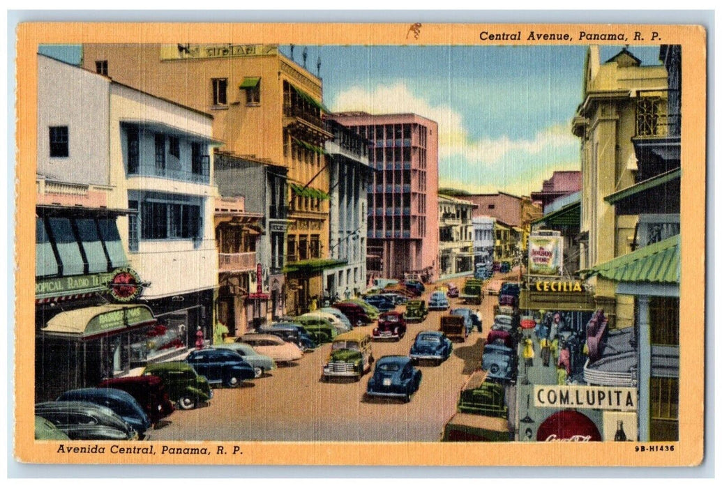 c1920's Avenida Central Avenue Coca Cola Theater Republic Of Panama Postcard