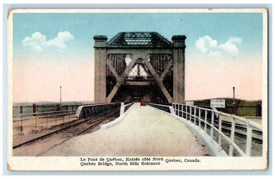 c1930's Le Pont De Quebec North Side Entrance Quebec Canada Postcard