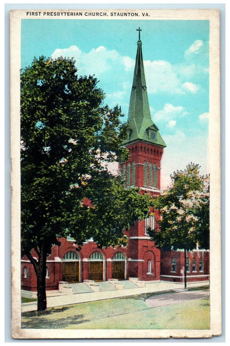 c1920's First Presbyterian Church Staunton Virginia VA Unposted Postcard